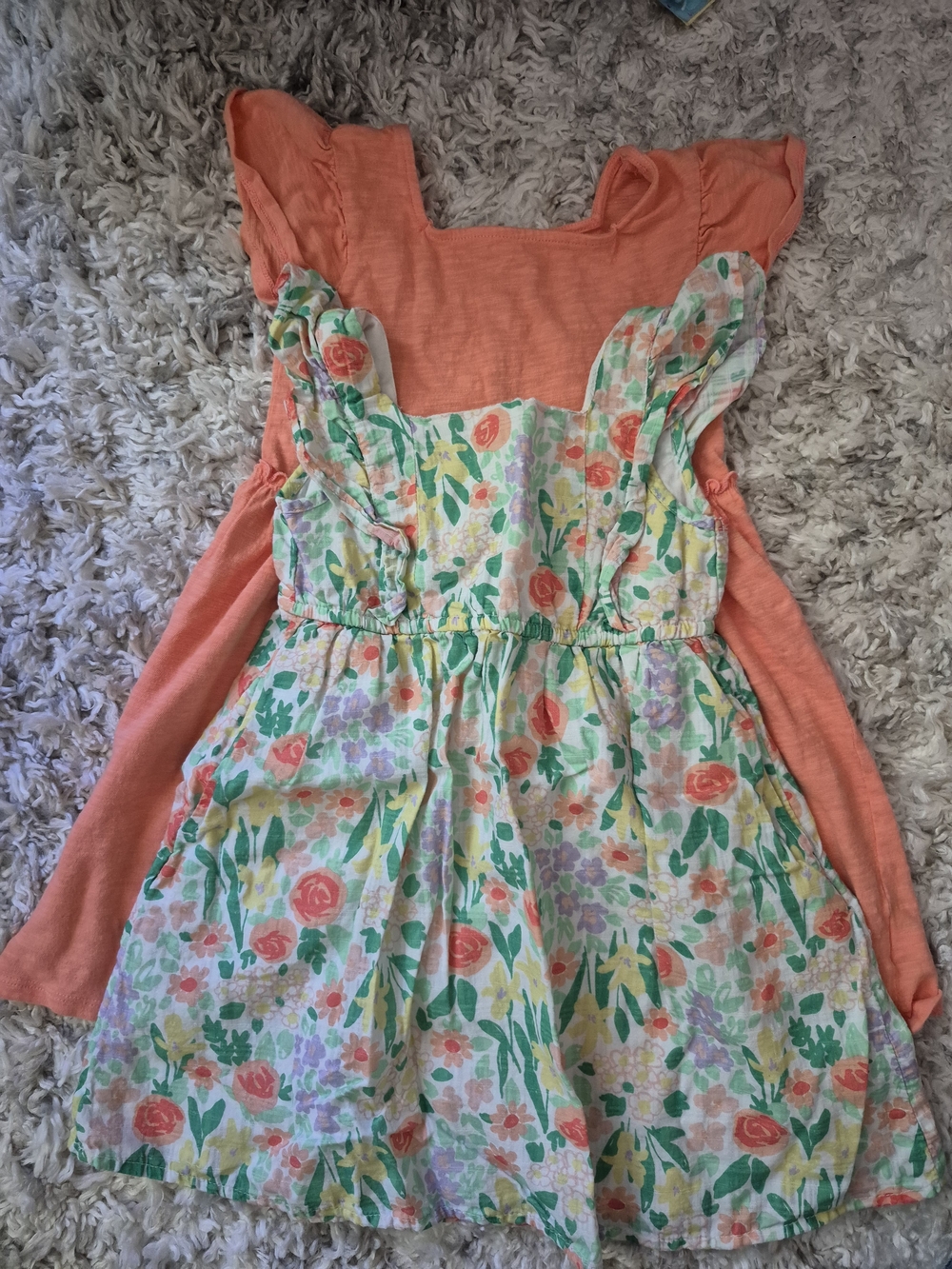 Cat & Jack Coral Flutter Sleeve Floral Dress